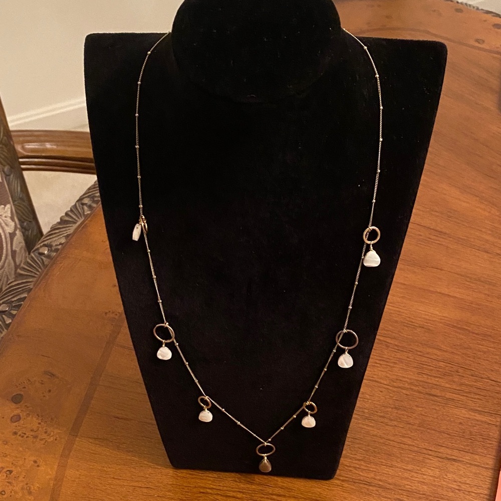 Sparkling Sage Gold Necklace with White Accents